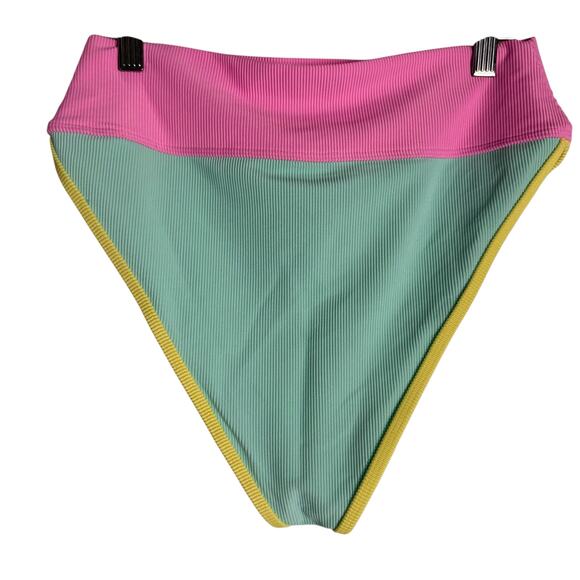 Beach Riot Emmy Pastel Macaron Colorblock High Waisted Bikini Bikini Bottoms L - Picture 9 of 10